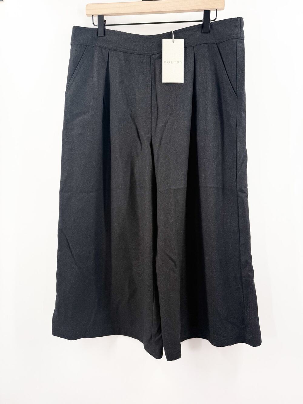 Poetry Pants SZ 12 Wool Blend Wide Leg Culotte NWT Pull On Pleated Pockets VJ34